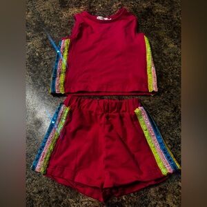 Girls' pink Sequin-Trim Tank & Shorts Set